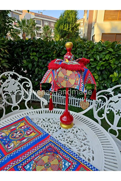 Nevena handmade Milano mini Bali şemsiyesi (kırmızı/Gold ayak)