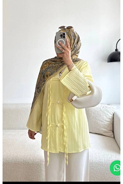 by nursel çiçek Women's Premium Double-Breasted Collar Button Detailed Tunic