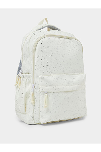 Styli Teen Girls White Graphic Star Print Backpack