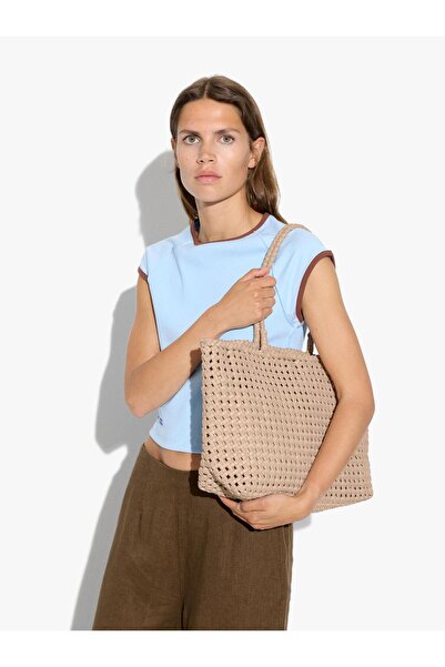 PARFOIS Kadın Örgü Deri Shopper Çanta