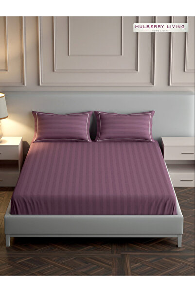 Mulberry Living By Styli ملاءة سرير مسطحة من القطن 100% مقاس كوين مع غطاءين ل...