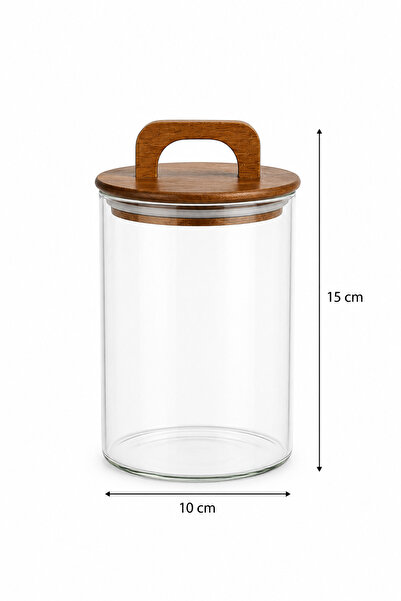 Fhilli Aria- 3'lü Borosilikat Bambu Kapaklı Kavanoz 900 ml Düz
