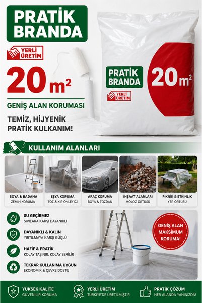 Çetinkaya Plastik Pratik Branda 20 m² Zemin Koruma Örtüsü – Su Geçirmez Boya ...