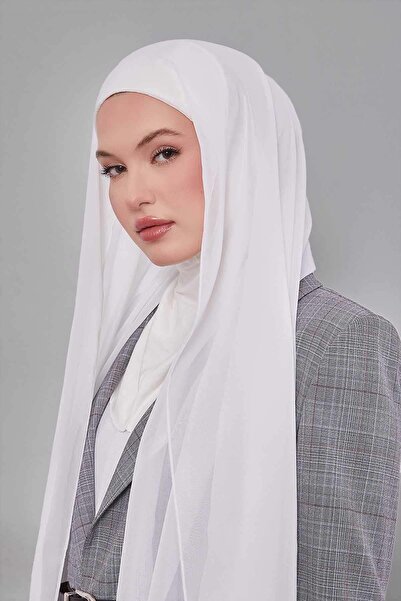 Levidor شال شيفون كبير الحجم بلون إكرو