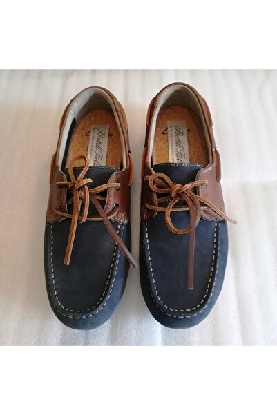 Butik Tülin Unisex Genuine Cowhide Leather Coffee-Nubuck Blue Combination Han...