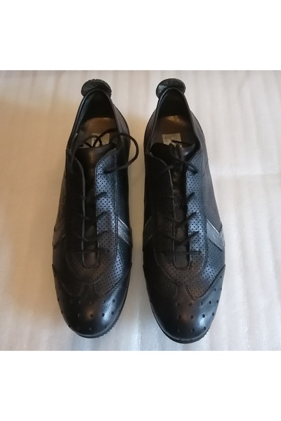 Butik Tülin Men's Genuine Cowhide Leather Tiny Dot Printed Black Soft Non-Sli...