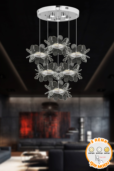 Capella Aydınlatma Modern Gold Kaplama 3 Renk Işık Özellikli Power Led Sarkıt...