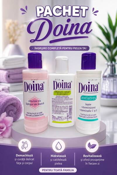 Doina Pachet Îngrijire Completă – 3 Emulsii pentru Față și Corp, Demachiere, ...