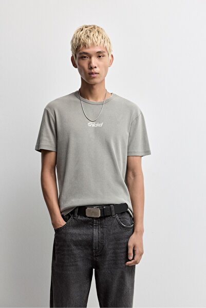 LEFTIES Baskılı fitilli t-shirt