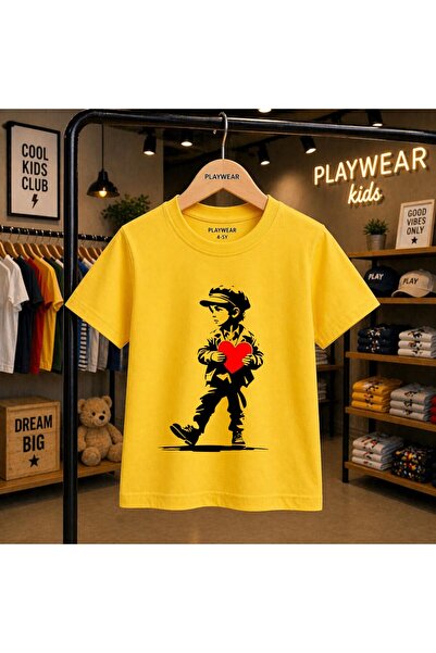 playwear Heart Hat Child Printed 100% Children's Unisex T-Shirt 5 6 -7 8-9 10...