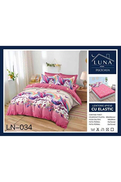 Pucioasa Lenjerie de Pat Finet Gros 6 Piese Cearceaf cu Elastic 180x200 cm