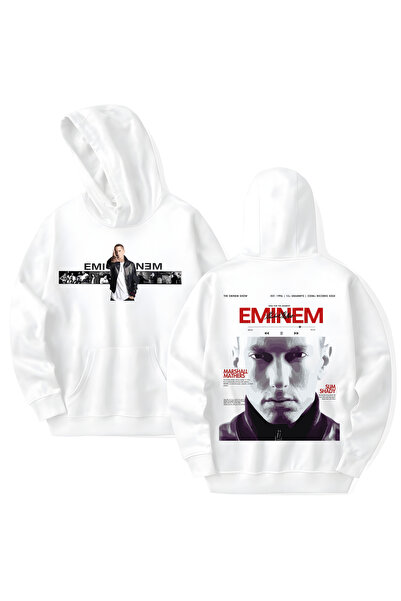 STİL-X Eminem Printed Cotton Long Sleeve 3 Thread Hooded Sweatshirt