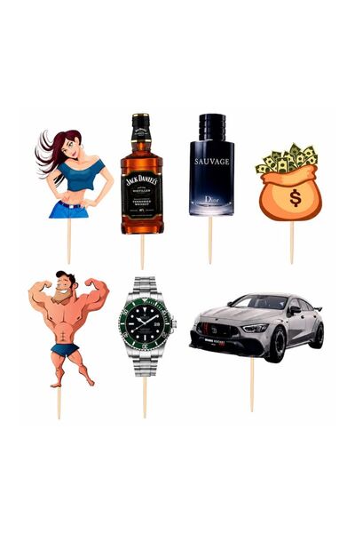 DecoParty Set de decor pentru tort – Tematică stil de viață de milionar, 7 pi...