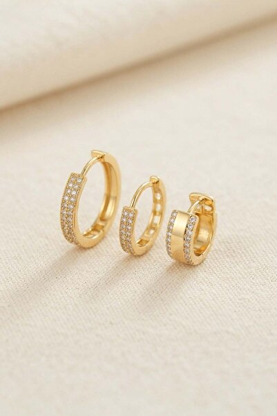 Inure Jewelry مجموعة من 3 أقراط ذهبية اللون على شكل حلقة