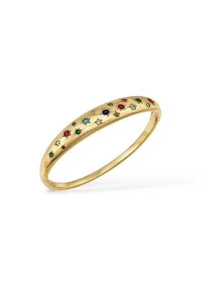 neslyaccessories 14k Altın Kaplama Renkli Taşlı Kelepçe Bileklik (18 numara)