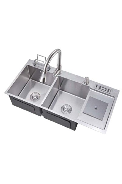 Wonderful-kitchens حوض مطبخ مقاس 100*48 من الفولاذ المقاوم للصدأ بوعاء مزدوج ...