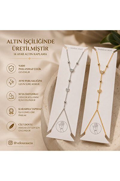BLUEVELL JEWELRY Veloura Taşlı Kalp Şahmeran Bileklik Gold & Silver Renk Seçe...