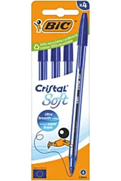 Bic Set de 4 pixuri Cristal Soft, 1,2 mm, albastre