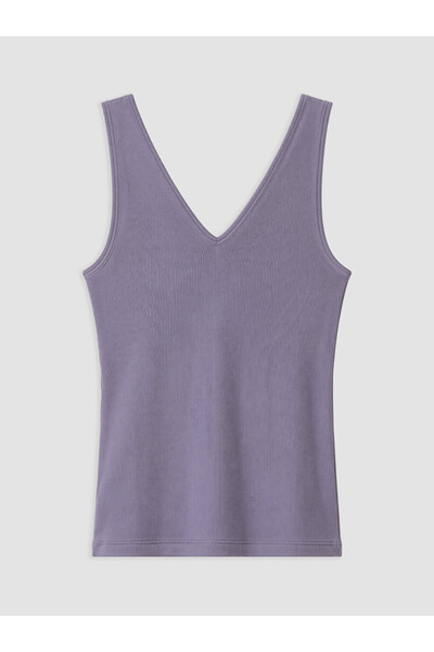 LC Waikiki Lilac V-Neck Women's Ribbed Tank Top