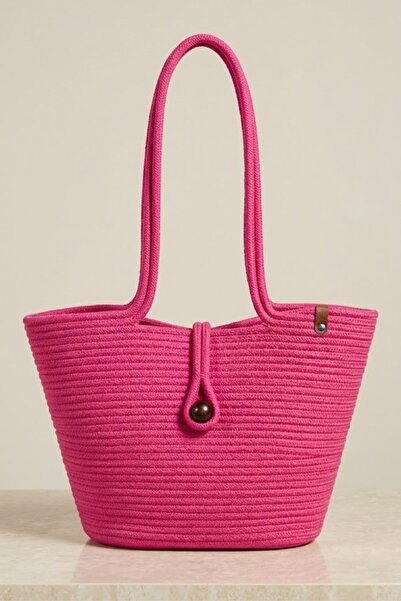 NOİR & GOLD Special Design Rope Knitted Women's Shoulder Bag - Suitable for D...