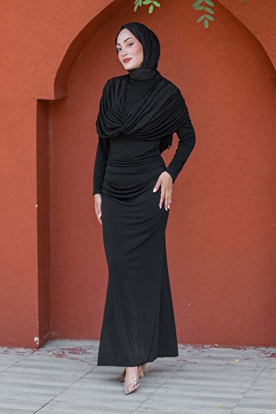 Tesettür Çarşım Lafia Sandy Drape Tesettür Abiye-Siyah