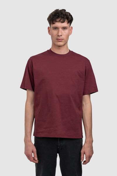 BrunoLeoni Men's straight-cut Cotton t-shirt , burgundy M