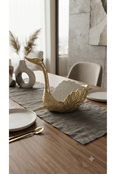 Kadim Vizyon İthal Swan Sedefli Kuğu Döküm Gondol Sunumluk 28x24cm