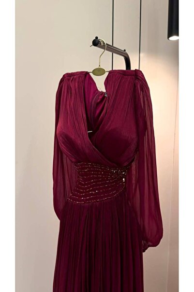 DAKEN Luxury Pleated Evening Dress Red