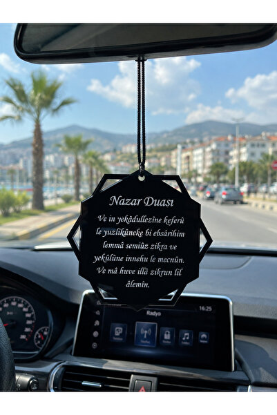 Genel Markalar Siyah Pleksi Nazar Duası Araç Dikiz Aynası Süsü