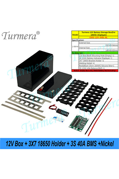 Choice4 صندوق تخزين بطارية Black Box Turmera 12V مع مؤشر، حامل بطاريات 3X7 18...