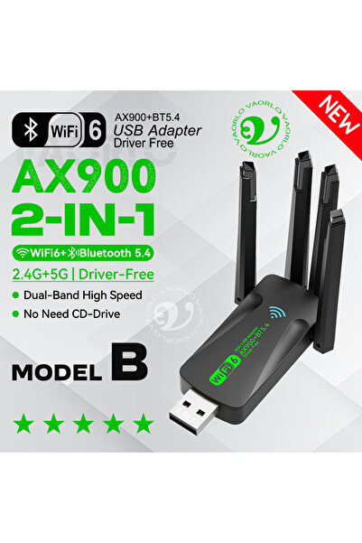Choice1 محول لاسلكي USB موديل B AX900 WIFI6 بلوتوث 5.4 ثنائي النطاق 2.4 جيجاه...