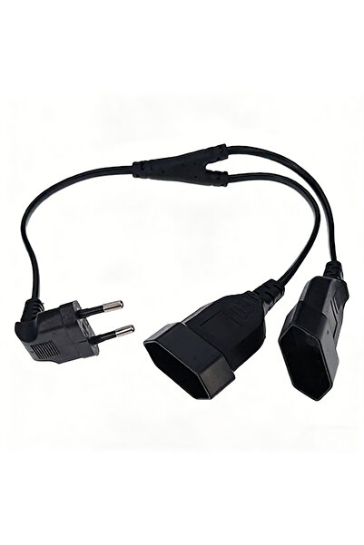 Choice 0.4M CEE7/16 EU 2 Prong Male to Female Dual Output,2 Ways Outlet Exten...