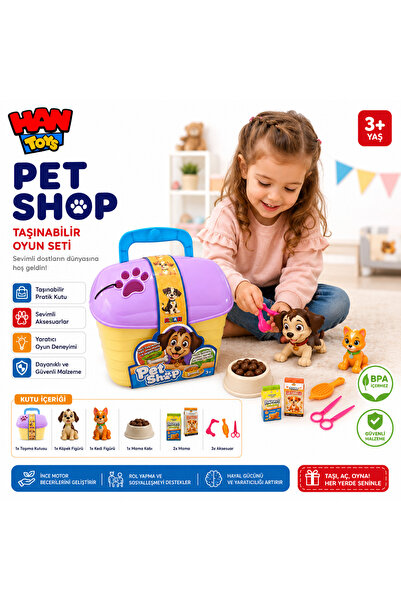 Pet Shop Taşınabilir Veteriner ve Evcil Hayvan Bakım Oyun Seti – 11 Parça (3+ Yaş)