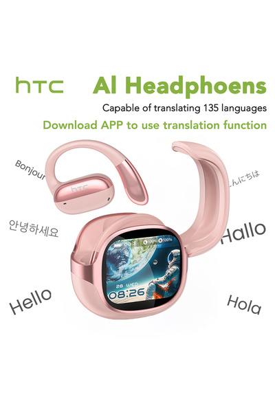 Choice سماعة بلوتوث HTC Pink-AI بصوت محيطي عالي الدقة، مريحة وخفيفة الوزن بتص...