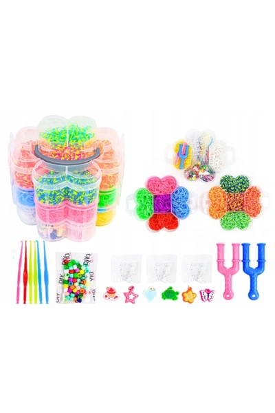 LeanToys Elastice Elastice pentru confecționarea brățărilor Set de 4500 elast...