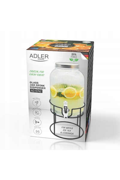 NO BRAND Dozator de băuturi din sticlă ondulată de 4L, cu suport metalic și r...