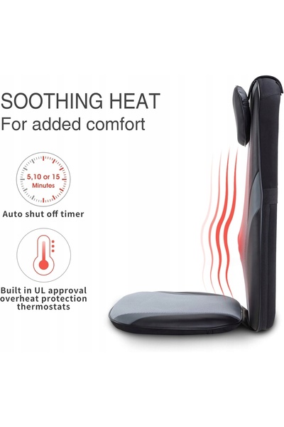 NO BRAND Pernă de masaj Shiatsu cu încălzire și capete cu gel pentru spate și...