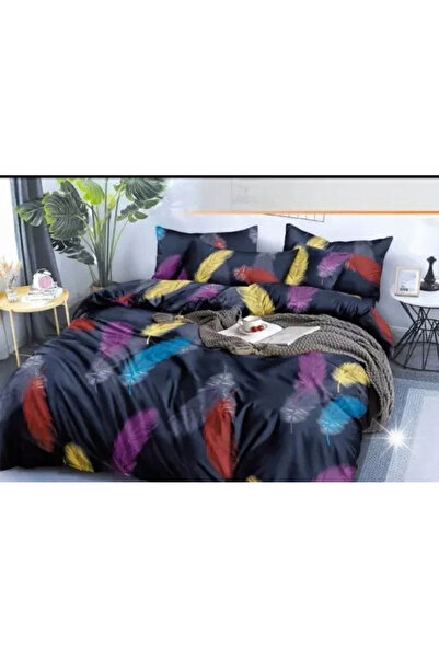 NO BRAND Set de lenjerie de pat din bumbac satinat, mov, 200x220 cm, 4 piese