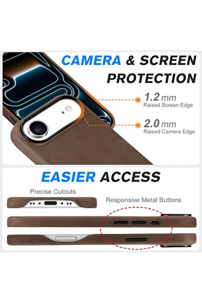 NO BRAND Husă Shieldon din piele naturală Magsafe pentru iPhone Air, din piel...