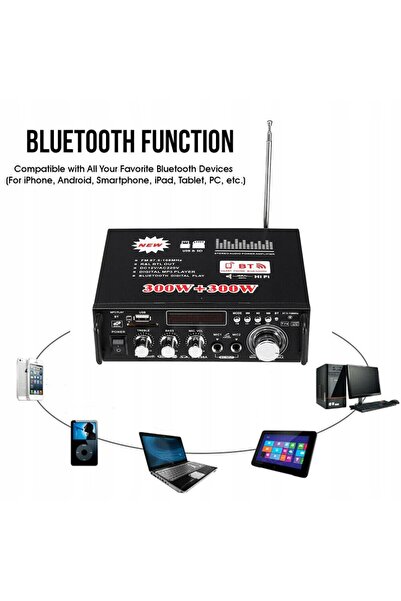 NO BRAND Amplificator de putere audio stereo digital Bluetooth cu telecomandă