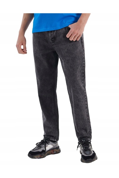 NO BRAND Pantaloni negri blugi cu talie înaltă, picior lung, buzunare 30/30