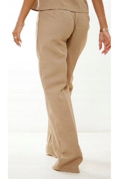 NO BRAND Pantaloni clasici maro cu buzunare, croială lungă, Prettylittlething 40