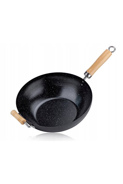 NO BRAND Wok din oțel inoxidabil, 30 cm, adânc, pentru inducție și gaz