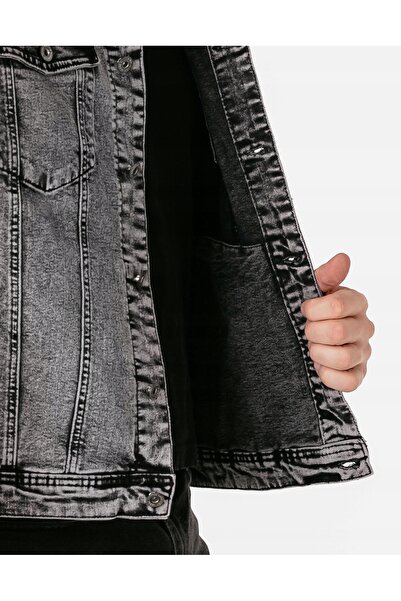 NO BRAND Hanorac Katana mare, blugi bărbați, Jupa de tranziție, denim grafit ...