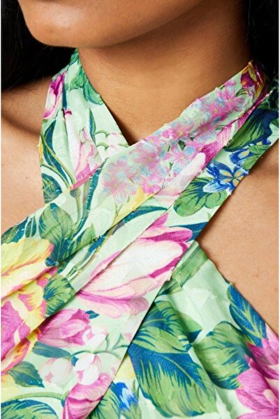 NO BRAND Rochie midi clasică multicoloră cu imprimeu floral și fermoar Oasis 42