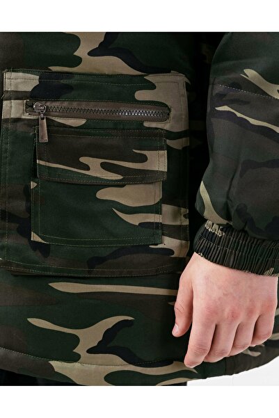 NO BRAND Geacă de iarnă mare și călduroasă pentru bărbați, camuflaj, căptușit...