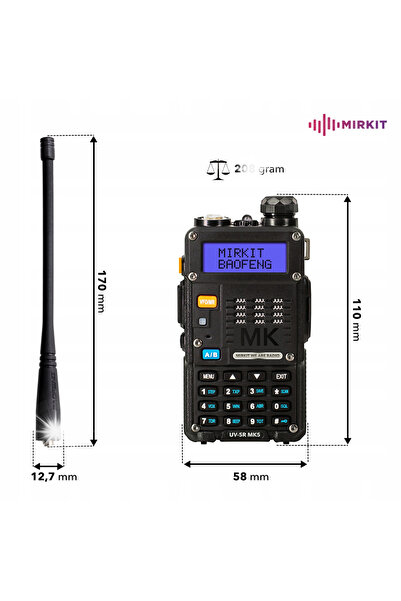 NO BRAND Baofeng Uv-5R Mk5 8W Walkie Talkie + Curea de gât marca Mirkit