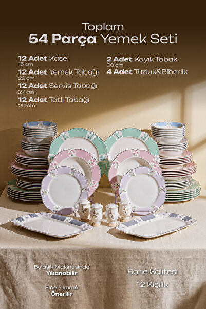 Perotti Old Garden Bone 54 Parça 12 Kişilik Yemek Takımı