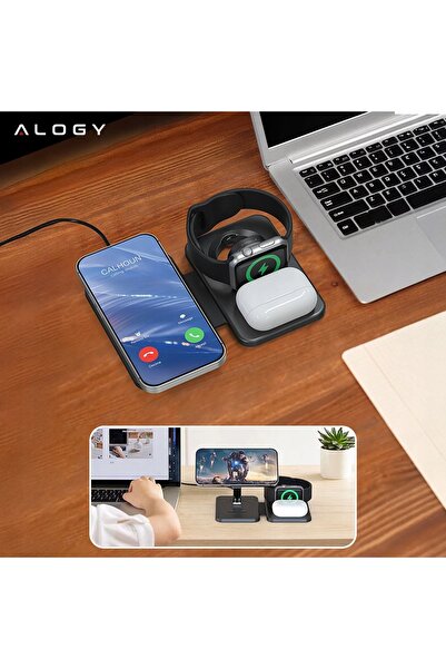 NO BRAND Alogy Încărcător prin Inducție 3 în 1 Stație de Încărcare Magsafe 77...