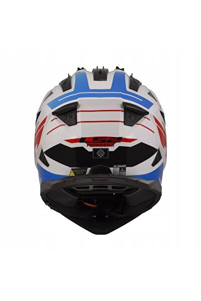 NO BRAND Casca pentru Bmw Ls2 Mx702 Pioneer Ii Alb Namib Albastru Roșu Omolog...